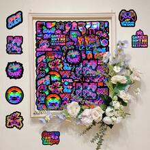 50pcs Cartoon Cool Neon Game Graffiti Cyberpunk Style Niche Decorative Stickers For Refrigerator And Milk Tea Cup - Neon Games - 1967 - View 8