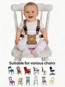 1pc Cartoon Baby High Chair Restraint Strap, Breathable Mesh Material, Lightweight Design, Foldable And Portable, Suitable For Home And Travel High Chairs, Multiple Cute Animal Prints Available, Practical And Thoughtful Gift For Newborns And Toddlers - Cartoon High Chair Strap - View 5
