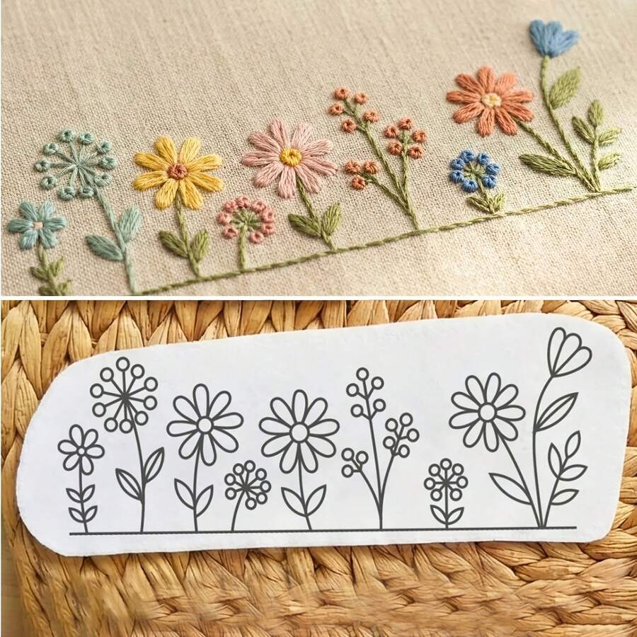 9pcs Embroidered Pattern Water-Soluble Self-Adhesive Set, Suitable For Beginners, Applicable To Sweaters, Jeans And Sweatshirts, Covering Handicrafts, Handmade Gifts, Sets, Clothing, T-Shirts, Gifts And Fashion