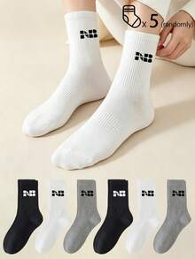 5 pares de calcetines de tripulación para mujer, calcetines de algodón, calcetines de media pantorrilla, calcetines para mujer, calcetines lindos, calcetines para niñas, calcetines de otoño, invierno, primavera y verano, transpirables y cómodos, que absorben la humedad, suaves y lisos, adecuados para varias festividades, deportes, casual, negocios y otros usos diarios, usables en todas las estaciones, combinación de colores aleatoria. - Multicolor - Ver 3