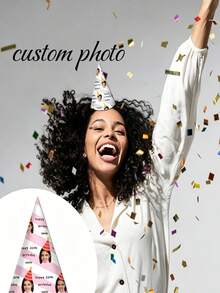 客製化成人派對帽、生日派對帽、單身女派對帽、個性化派對帽、生日裝飾、個性化照片派對帽、可客製化姓名與臉部照片生日帽，支援免費列印獨家照片、個性化文字與年齡數字的派對錐形紙帽，適合所有年齡層，完美適用於生日慶祝、周歲派對、主題派對、家庭聚會、週年慶祝及其他場合，絕佳的派對裝飾品，營造出色氛圍 - 彩色 - 查看 7