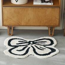 1pc Black And White Minimalist Bow Pattern Floor Mat, Decorative Rug, Bedroom Decor, Small Rug, Carpet, Home Decor, Living Room Rug, Living Room Small Rug, Bedroom Rug, Living Room Home Decor, Outdoor Rug, Washable Rug - Multicolor 15 - View 3