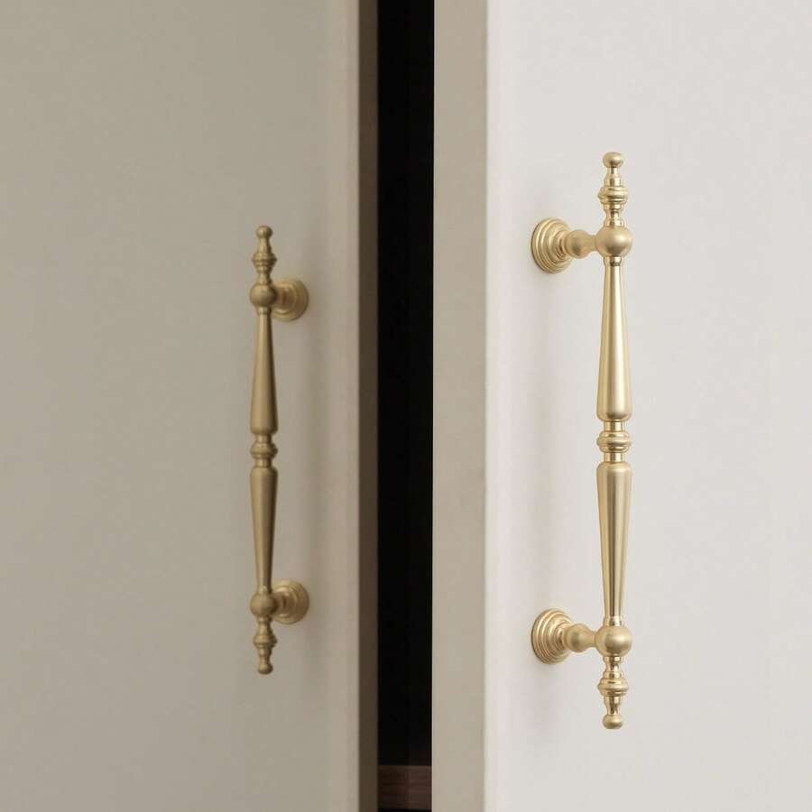 French Luxury Gold Cabinet Door Handle/Drawer Handle, Vintage Design, Zinc Alloy Material Rust-Resistant And Non-Fading, Universal Metal Handle For Wardrobes And Cabinets - Double Hole - View 1