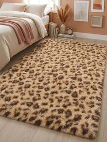 1pc Rectangular Leopard Print Decorative Rug, Bedroom Decor, Small Rug, Carpet, Home Decor, Living Room Rug, Living Room Small Rug, Bedroom Rug, Living Room Home Decor, Outdoor Rug, Washable Rug, Christmas Gift - Multicolor - View 3