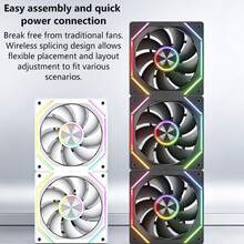 Black / White Dual Color Case Fan, High Air Pressure ARGB Rainbow Fan, Multi-Frame Flowing Light Ambient Lighting, Integrated Clip-On No-Cable Tie DIY Case Cooling Fan, Quiet Hydraulic Bearing Motherboard Sync Fan - View 5