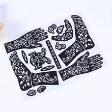 8pcs Reusable Henna Tattoo Stencils, Suitable For Hand And Body Painting, Floral Pattern, Temporary Tattoo Stencils, Sleeve Tattoo, Wedding Bridal Makeup - Multicolor - View 10
