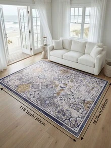 1pc Blue Moroccan Style Living Room Rug. Suitable For Kitchen, Dining Room, Bedroom, Room Holiday Decoration, Indoor/Outdoor, Office, Lobby, Anti-Slip Doormat, Bathroom Rug, Hallway, Study Gaming Area Rug. - Blue - View 15