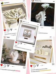 550g+1000g Set 3D Hand And Foot Casting Kit, DIY Handmade Gift Set, Couples 3D Plaster Hand Mold Set, Plaster Powder, DIY Hand And Foot Mold Kit, Ideal Home Decor, Valentine's Day Gift, Wedding Anniversary Gift - A - View 4