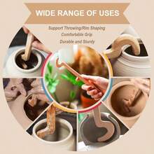 2PCS Wooden Pottery Throwing Tools, Pottery Quick Shaping Tools, Pottery Rim Forming Tools, Long Handle Throwing Assistive Tools, Pottery Shaping And Molding Aid Tools, Clay Throwing Stick - 2 Pcs - View 5