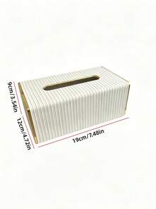 PU Leather Striped Tissue Box, Nordic Luxury Hotel Style Gold-Edged Tissue Box, Creative Large Tissue Dispenser, Suitable For Living Room And Bedroom, Home Essential - Multicolor - View 3