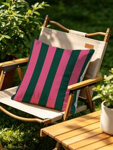 2pcs Pink & Green Striped Throw Pillow Set, Super Soft Decorative Cushion Covers For Patio, Terrace And Sofa (Pillow Inserts Not Included) - Multicolor - View 6