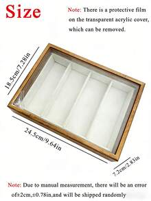 1 pieza Caja organizadora de gafas de moda con 4 ranuras, estuche de almacenamiento de gafas de madera con tapa de acrílico transparente, caja de almacenamiento de gafas, soporte para gafas con forro de terciopelo, estuche de exhibición a prueba de polvo para tocador, armario, tocador, organización del hogar, regalos para hombres, regalos para mujeres, decoración de dormitorio, vuelta a la escuela - Multicolor - Ver 12