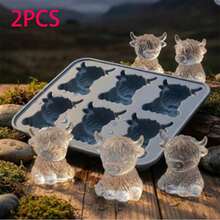 1/2個迷你3D高地牛矽膠冰模，可重複使用易脫模冰盤，適用於威士忌、調酒、咖啡、巧克力和糖果，適合居家、酒吧、生日派對和野餐，夏季廚房必備，送給牛和動物愛好者的可愛禮物 - 彩色 - 查看 15