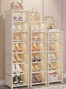 Zapatero multicapa Summer Hot de 47 cm de ancho, estante para zapatos de una sola hilera de 27 cm, empalmable libremente y ajustable en altura, organizador apilable que ahorra espacio para la entrada, dormitorio o casa. - Blanco - Ver 2