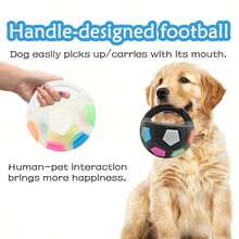1pc/2pcs Soccer Ball Pet Vocal Toy, Durable TPR Material, 5.51inch Dog Toy With Carrying Handle, Suitable For Throwing And Dribbling, Interactive Pet Toy, Sturdy And Durable, Suitable For All Sizes Of Dogs - Multicolor - View 3