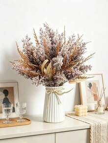 1pc Bohemian Style Artificial Reed & Willow Leaf Bundle, Suitable For Wedding, Tabletop Decor, Bridal Styling, Home Decor, Event Decor, Outdoor Decor, Holiday Decor, Valentine's Day Gift, DIY Floral Arrangement - Purple - View 1