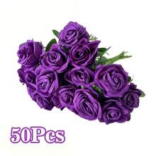 10/20/30/50 朵人造粉色玫瑰花（其他颜色可选），仿真花适用于 DIY 婚礼花束、桌面装饰、新娘送礼会、情人节装饰、婴儿派对、家居装饰等。 - 粉色 - 查看 26