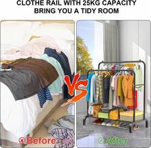 Heavy Duty Double Clothes Rail – Hanging Rack Garment Display Stand With Shoe Storage For Home & Retail - View 5
