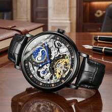 2026 New ONOLA Men Automatic Mechanical Watch 30M Waterproof Business Skeleton Tourbillon Gift Box - one-size - View 8