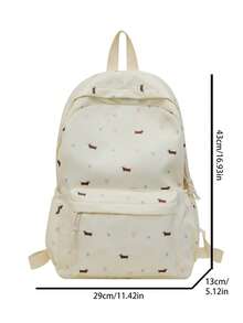 1 buc. rucsac casual drăguț stil universitar cu imprimeu cățeluș, ușor, cu fermoar, geantă școlară de zi cu zi, capacitate mare, cu compartiment pentru laptop, rucsac casual pentru cărți, potrivit pentru studenți/absolvenți/tineri, perfect pentru întoarcerea la școală/utilizare zilnică/cumpărături/călătorii scurte și activități de timp liber în aer liber - Multicolor - Vizualizare 3