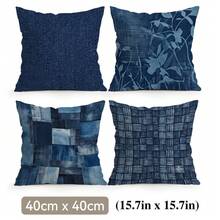 4pcs/1pc Blue Textured Abstract Pattern Pillow Covers, Without Inserts, Single-Sided Printed Pillow Covers, Suitable For Living Room Bedroom Home Decor, All Season Pillow Covers - Multicolor - View 14