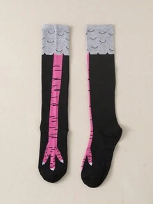 1/10/20/30 Pairs Women's Spring/Autumn Comfortable Fun Chicken Claw Design Knee-High Socks - Multicolor - View 2
