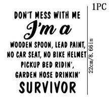 1/2/3PCS Black Vinyl Heat Transfer, "Survivor" Wooden Spoon Quote Design, Heat Press Decal, Easy To Apply And Clean, Suitable For DIY Clothing And Accessories - Multicolor - View 12