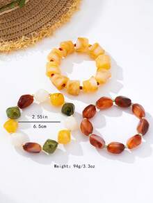 1pc/3pcs Fashionable Personalized Beaded Bracelet Bohemian Style Elegant Multicolor Set Asymmetrical Beads Multi-Layer Stackable Jewelry Versatile Bangle - Beaded Bracelet - View 2