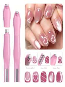 Ímãs de Unhas em Formato de Coração 3D - Design de Olho de Gato com Efeito Triplo, Padrão de Cobra em Formato de Lua com Linha Dupla, Adesivos Magnéticos Atraentes para Unhas Francesas UV - Ferramentas de Arte de Unhas Feitas à Mão, Adequadas para Salões de Unhas DIY em Casa, Temporada Escolar, Ferramentas de Unhas, Ferramentas de Olho de Gato - Multicolorido - Visão 14
