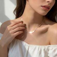 S925 Sterling Silver Water Wave Chain Necklace, Classic Neck Jewelry, Bright White Chain, Gift For Women, Daily Use - White - View 9