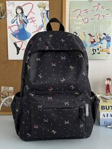 Colorful Bow Print Girls Backpack, Lightweight Student School Bag, Multifunctional Campus Backpack For Teen Girls, Suitable For Middle And High School - Multicolor - View 12