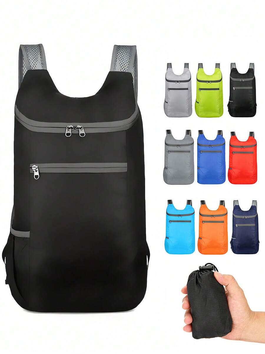 Foldable Ultra-Lightweight Portable Storage Bag Travel Hiking Fitness Backpack, Zippered Multi-Functional Waterproof Backpack, Unisex Travel Backpack Beach Bag Back To School Business Trip Outdoor Sports Essential Accessory
