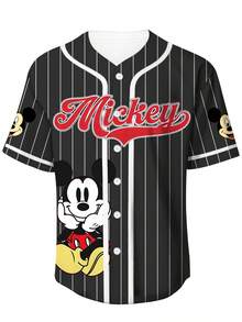 Mickey Mouse Baseball Jersey Disney Baseball Jersey Mickey Mouse Design For Casual Wear Summer - Multicolor - View 2