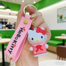 SANRIO 1pc Cartoon Silicone KT Cat Keychain, Cute Cat Car Bag Pendant Key Chain Small Gift - Multicolor - View 4