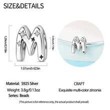 1pc S925 Sterling Silver 26 English Alphabet Bead, Original Rhinestone Star 3D Design, Versatile Spacer Bead Accessory, Compatible With Bracelets And Necklaces, Customizable Initial, Showcases Personalized Style, Meets Handmade Crafting And Daily Wear Needs - Silver - View 6