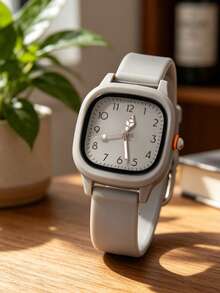 1 Set/1pc Women's Three-Color Square Dial Silicone Quartz Watch Set - Versatile Casual Accessory & Birthday Gift - Multicolor - View 8