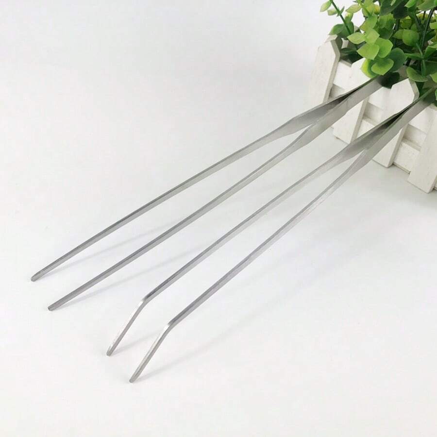 Aquarium Stainless Steel Tweezers Straight And Curved Style Aquatic Plant Tongs Long Tweezers Fish Tank Cleaning Tool - View 1