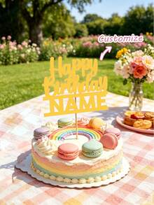 1pc Custom Acrylic Cake Topper, Personalized With Your Own Name And Age For A Happy Birthday Cake Decoration, Available In A Variety Of Colors. Suitable For First Holy Communion, Baptism, Blessings, And Other Occasions And Event Party Supplies - Multicolor - View 6