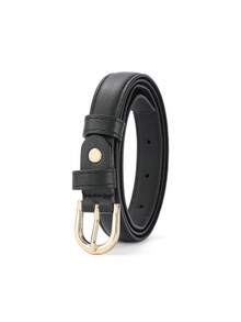 2 piezas de cinturones con hebilla color camello con perforador de agujeros - negro+negro - Ver 3