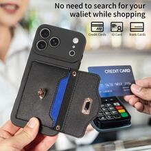 eaacaa Apple Card Holder Phone Case, A Perfect Fit Phone Case With Protective Function, Crossbody Wallet Phone Case Design, Paired With Pearl Chain, Suitable For Various Occasions, Durable And Sturdy, Perfect As A Loving Gift For Parents And Partners - Black - View 4