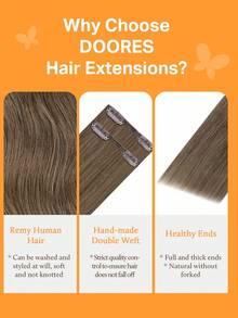 DOORES 7PCS Clip In Hair Extensions 100% Real Human Hair Light Ash Brown 14-24 Inch 115g, Remy Extensions For Clip In Human Hair With Invisible Straight - S5 - View 6