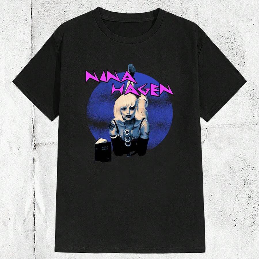 T-Shirt From The 70s And 80s Of Singer And Songwriter Nina Hagen - 黑色 - 查看 1