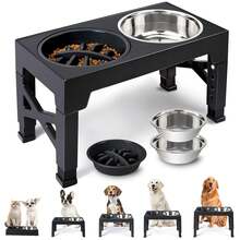 Adjustable Raised Pet Bowl, Stainless Steel Dog/Cat Food Water Feeder With Neck Protection - 1L - View 9