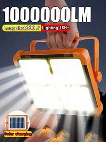 Ultra Bright LED Outdoor Camping Work Light With Solar Charging, Portable Magnetic Flashlight, Emergency Backup Power Light For Home, Suitable For Tent, Garage And Other Emergency Repair Lighting, Durable Waterproof Outdoor Gear - Orange Color - View 2