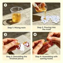 1 Peça Molde de Silicone em Formato de Coração para Brincos e Pingentes - Moldes de Fundição de Resina para Fabricação de Joias DIY com Design Assimétrico, Fácil de Usar - Perfeito para Artesanato de Joias Feitas à Mão - em forma de coração - Visão 7