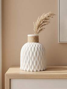 Jarrón de onda de agua creativo, material resistente a caídas, jarrón de decoración floral, textura geométrica combinada con cuerda de cáñamo, a prueba de fugas, adecuado para flores secas, flores frescas. Textura mate, adecuado para muchas festividades, gran regalo. - Ver 1