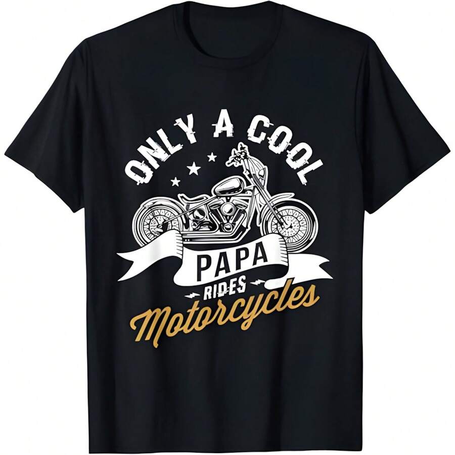 Only a cool papa rides motorcycles Gifts for Motorcycle Fan T-Shirt - Negro - Ver 1