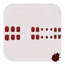 White Polka Dot Nails Short Square Red Press On Nails With Ladybug Pattern Design Gloss False Nail Detachable Artificial Acrylic Stick On Nail For Women Girls Manicure DIY 24 PCS - 波點美甲 51 - 查看 4
