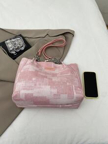 New Solid Color Luxury High-End Versatile Women's Shoulder Tote Bag - Pink - View 5