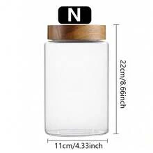 1pc Glass Storage Jar, Airtight Food Container With Wooden Lid, Transparent Glass Canister Suitable For Pantry, Kitchen To Store Flour, Sugar, Tea, Coffee, Snacks, Spices, Etc. - Multicolor - View 18